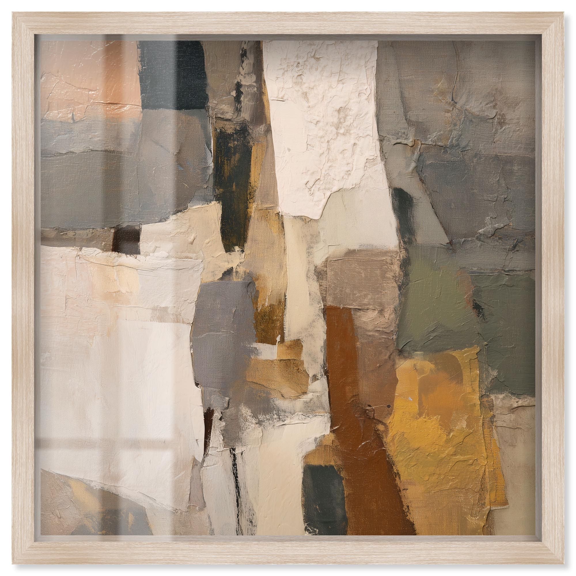 Patchwork Plains II Boho Brown Wall Art Shadowbox Print by Art Remedy