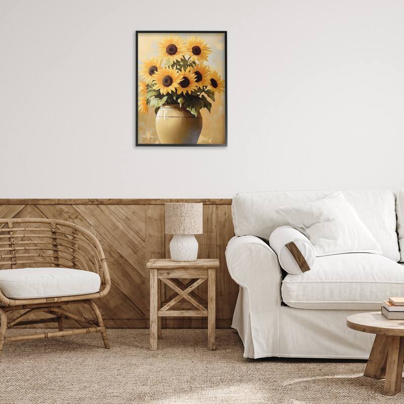 Stupell Sunflower Pot Still Life Framed Giclee Art Design By Franklyn Gregory