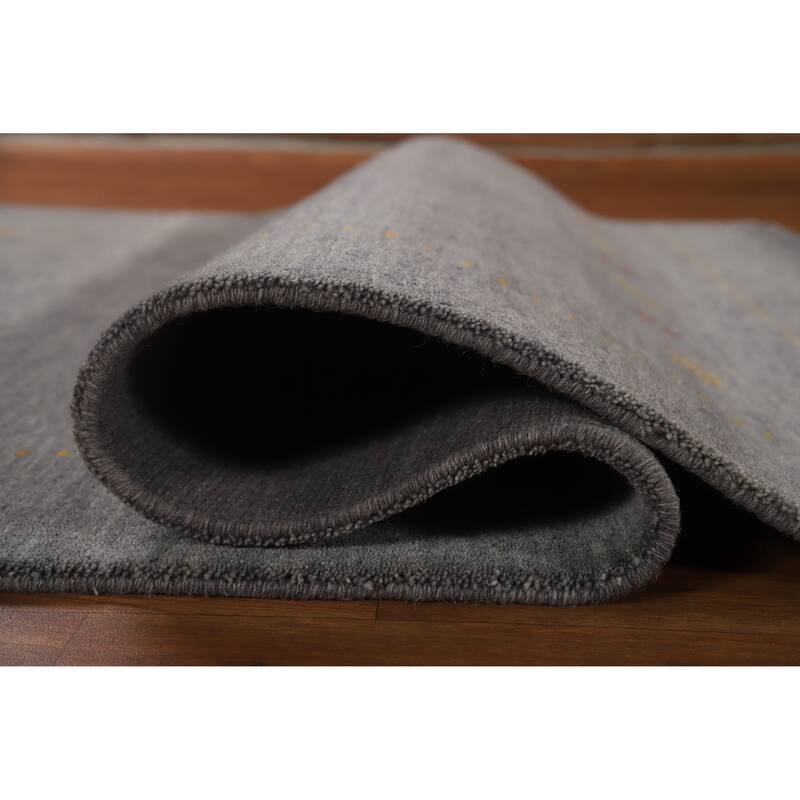Hand Knotted Oriental 100% Wool Carpet Tribal Tribal Greys & Charcoal Gabbeh Area Rug - 7' 10'' X 5' 8''