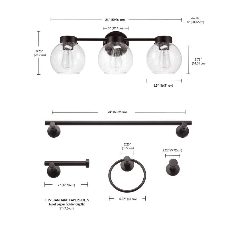 Globe Electric 91009582 Thalia Bathroom Vanity Set - 3 Light 24" Wide