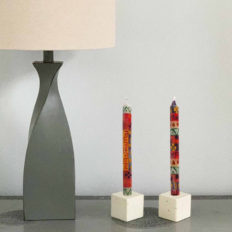 Unscented Hand-Painted Dinner Candles, Set of 2