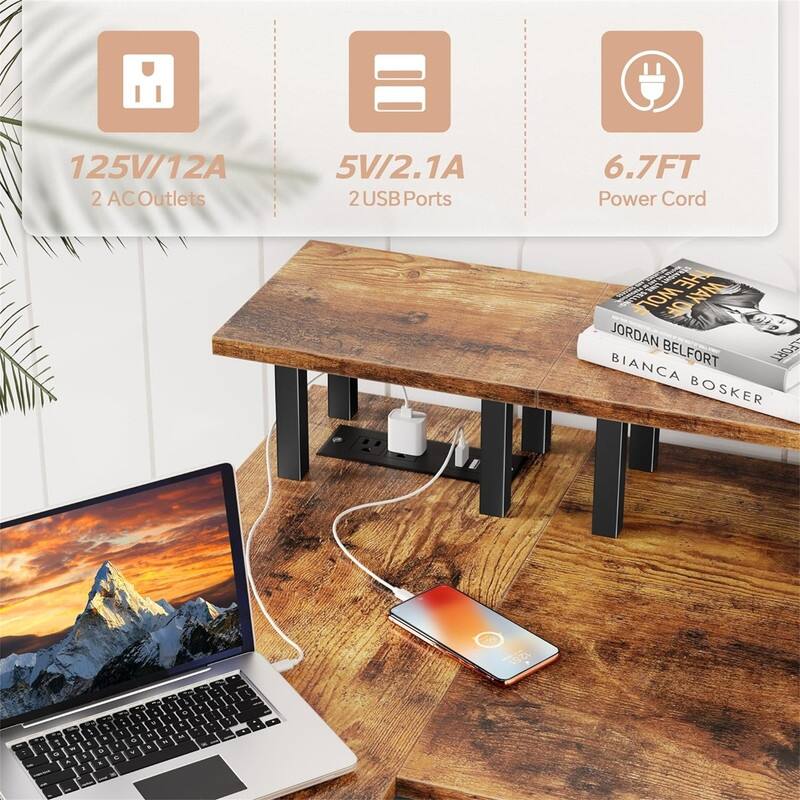 L Shaped Desk with Power Outlets
