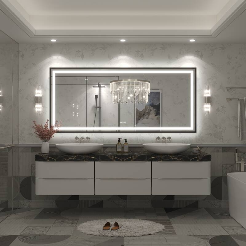 KIOTEE 24V Ultra-Bright LED Bathroom Mirror, Anti-Fog, Tempered Glass