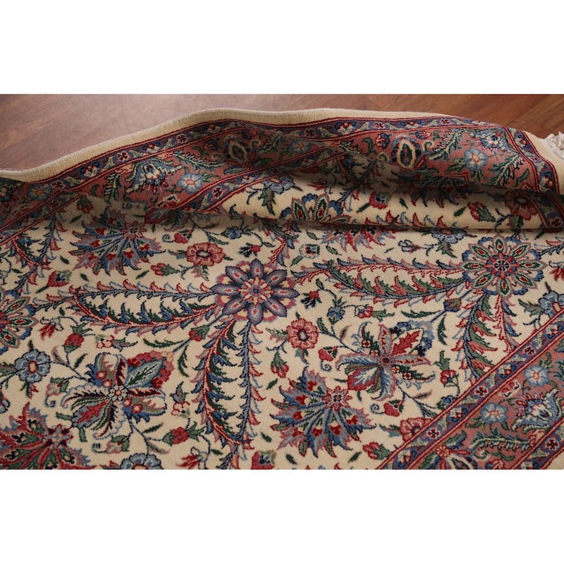 Ivory Floral Aubusson Foyer Rug Hand-Knotted Wool Carpet - 3'1"x 5'0"