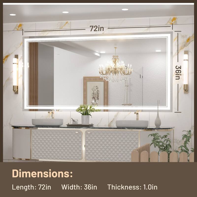 KEONJINN LED Lighted Bathroom Vanity Mirror 3 Colors Lights Wall Mirror