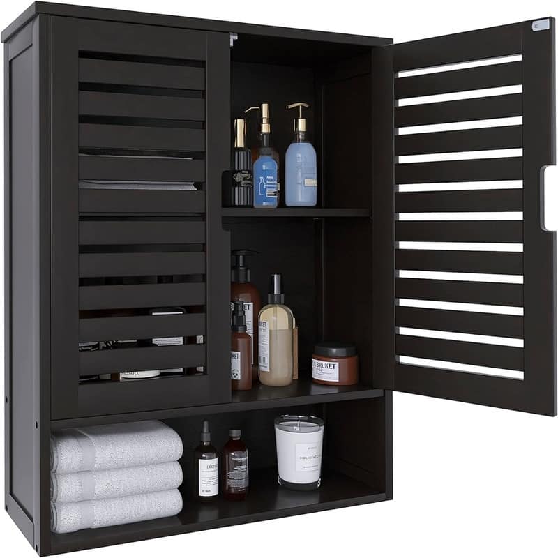 Bathroom Cabinet Wall Mounted - 8.27"D x 23.23"W x 26.18"H - Black