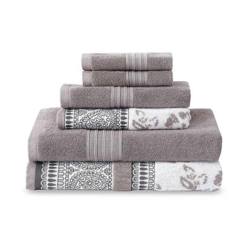 Modern Threads Ophelia 6-Piece Yarn Dyed Jacquard Towel Set - Fawn
