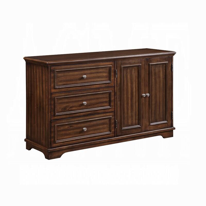 Fori 4 Piece Queen Size Bedroom Set, Brown, Nightstand Dresser Mirror