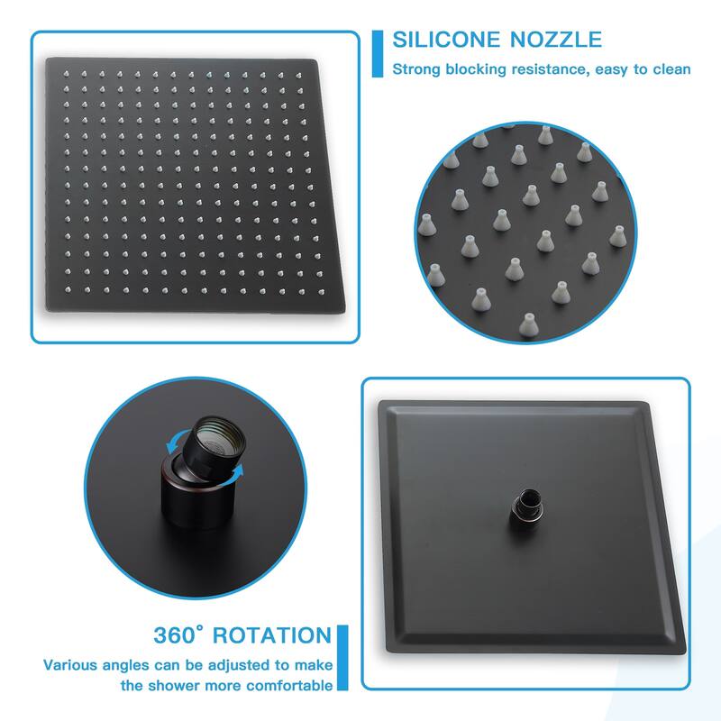 Topcraft 16-inch Ceiling Mount Square Shower System with Rough-in Valve - 16*16