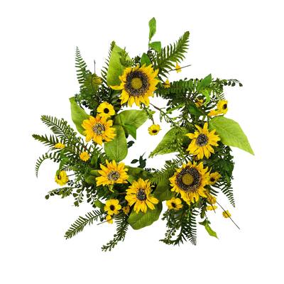 Mixed Sunflower Artificial Wreath 24"