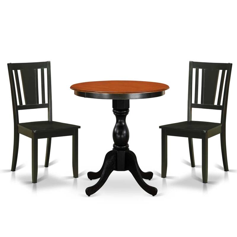 3-Piece Black and Cherry Finish Solid Wood Top - Dining Room Set - Seats 4
