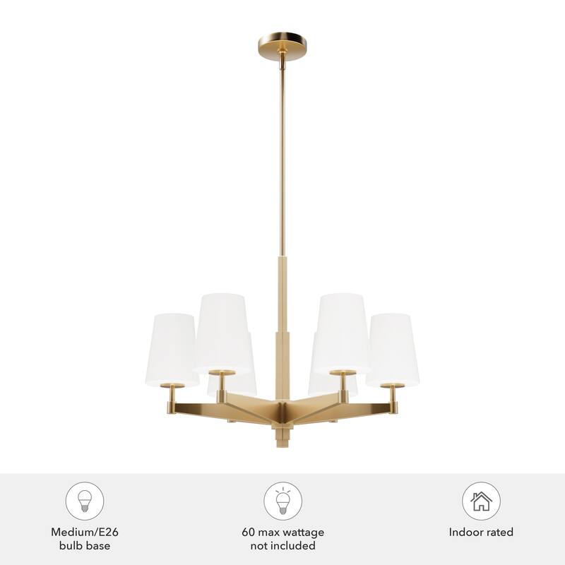 Hunter Nolita Chandelier - Entry, Dining Room, Living Room, Bedroom - Modern, Transitional - Glass Shades