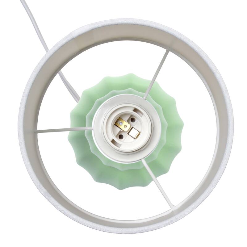 Stacked Double Gourd Ceramic Table Lamp with Tapered Shade - 12.5" - Sage Green