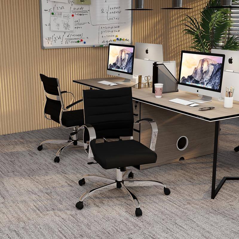 Benmar Ergonomic Mesh Office Chair with Adjustable Height, Tilt, Swivel, Stainless Steel Frame, Lumbar Support & Smooth Casters