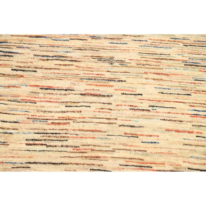 Hand Knotted Oriental 100% Wool Carpet Tribal Contemporary Beige & Ivories Gabbeh (kashkoli) Area Rug - 4' 8'' X 2' 6''