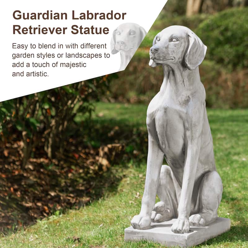 Glitzhome 28"H MGO Sitting Labrador Retriever Dog Outdoor Statue Sculpture