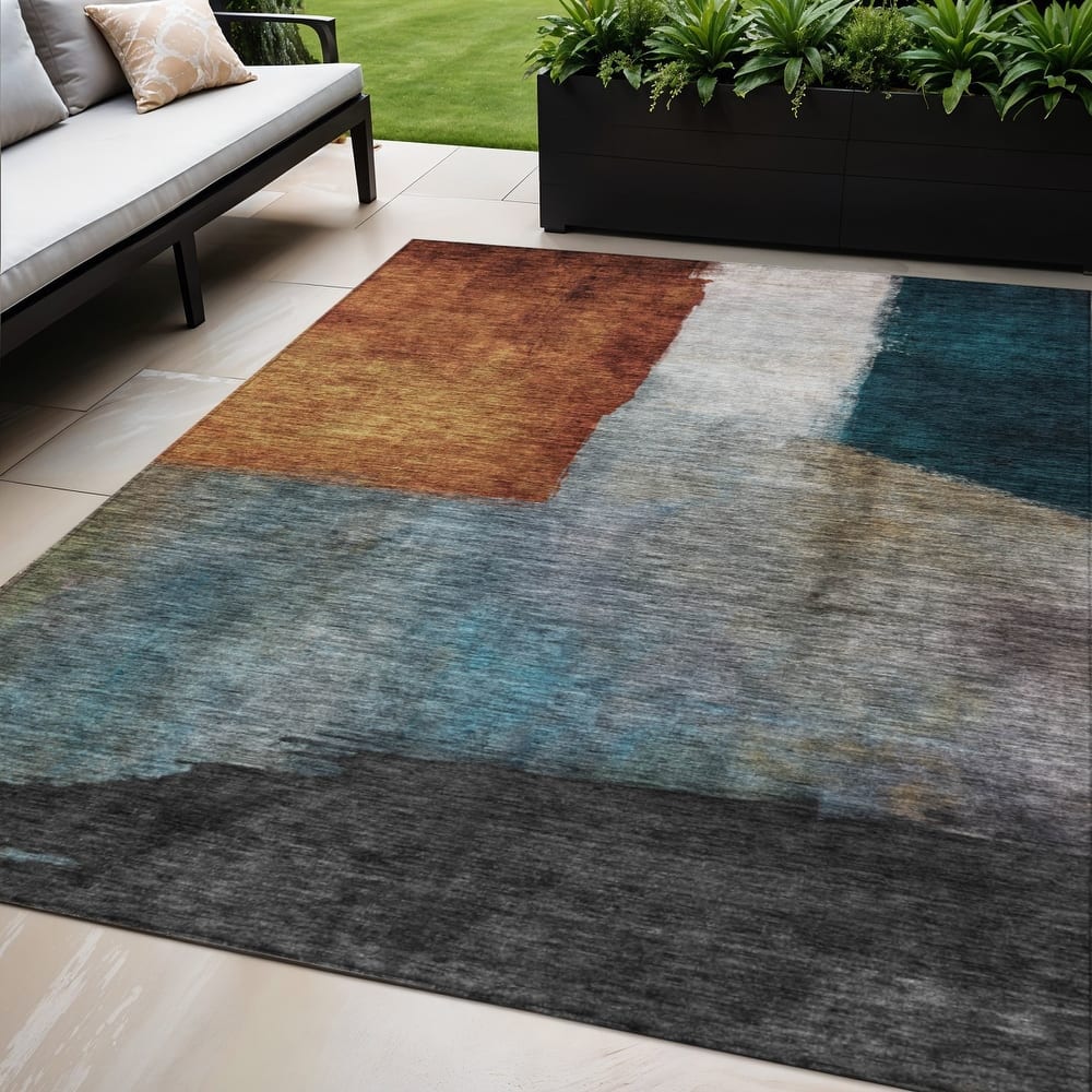 HomeRoots Abstract Transitional Rectangle Outdoor Rug