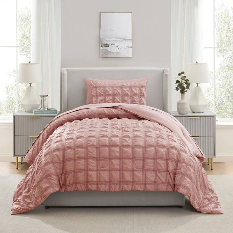 Empyrean Modern Comforter Seer Sucker - Bali Blush - Twin