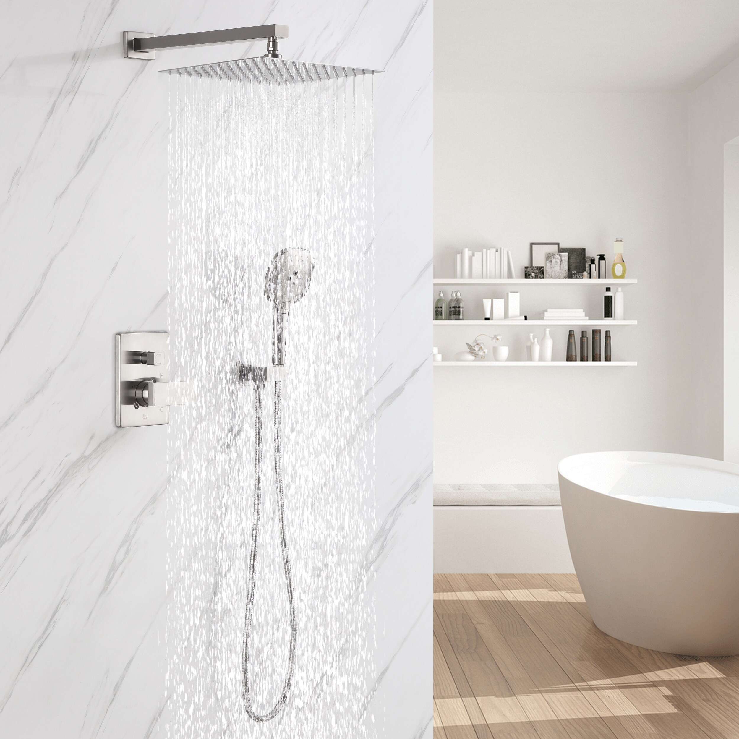 Uschsystem Concealed Shower Faucet Shower Column Thermostatic Wall Mounted De 