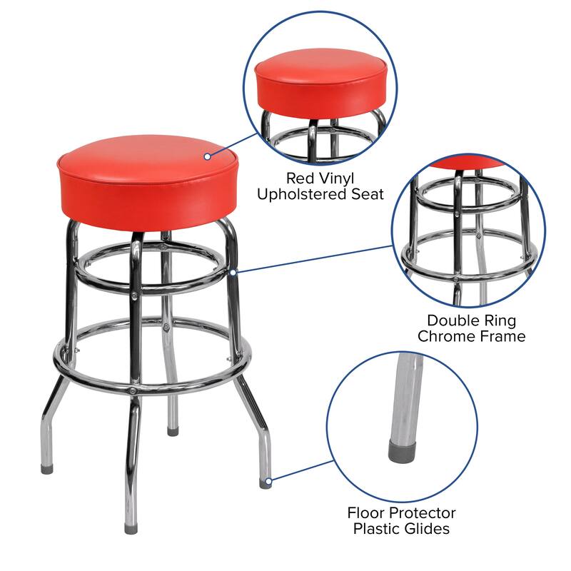 Double Ring Chrome Barstool