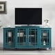 preview thumbnail 9 of 7, 62'' Teal Blue Modern Storage Sideboard Buffet Cabinet TV Stand with Tempered Glass Doors and Adjustable Shelves