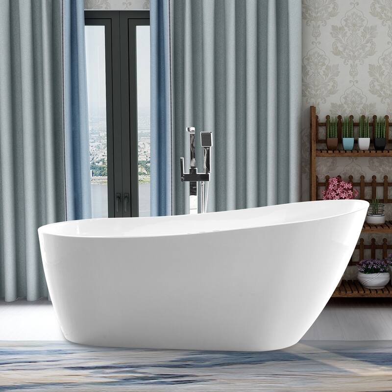 Vanity Art 67" Acrylic Freestanding Soaking Bathtub with Air Bath Option Available