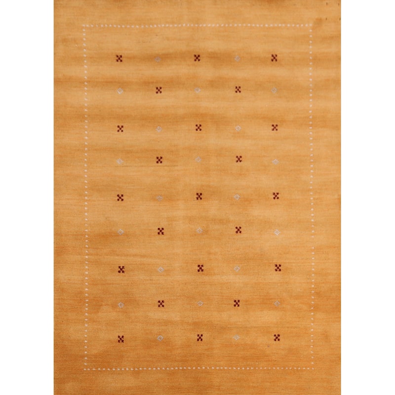 Hand Knotted Oriental 100% Wool Carpet Tribal Tribal Yellow & Gold Gabbeh Area Rug - 6' 4'' X 4' 7''