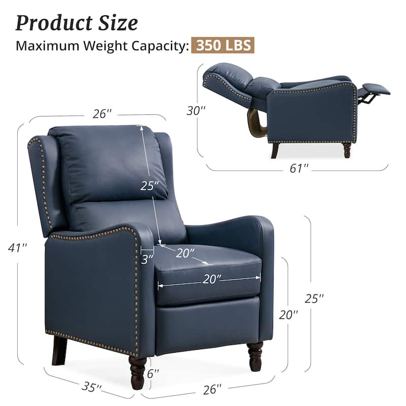 Leather Pushback Recliner Comfortable Living Room Chair