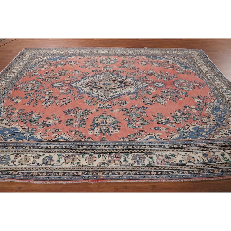 Vintage Hamedan Persian Vintage Area Rug Handmade Wool Carpet - 8'10"x 11'3"