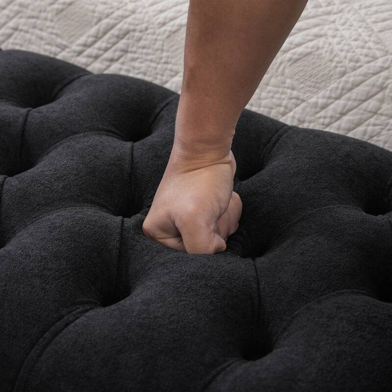 65.7"W Tufted Upholstered Storage Bench With Double Lids,Rubberwood Legs