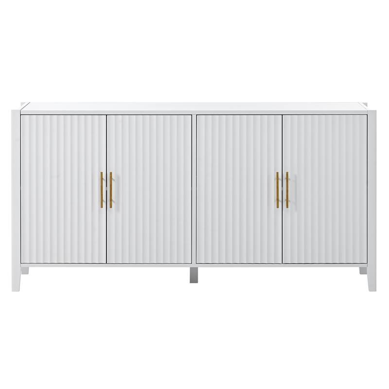 Vertical Fluted Accent Storage Cabinet Sideboard Wooden Buffet Cabinet with Metal Handles for Hallway, Entryway, Living Room