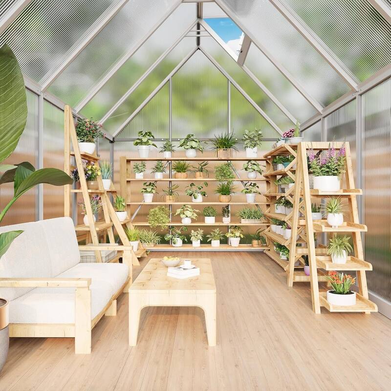 6 x 9 FT Walk-in Outdoor Greenhouse with Lockable Door for Garden Planting, Sliver