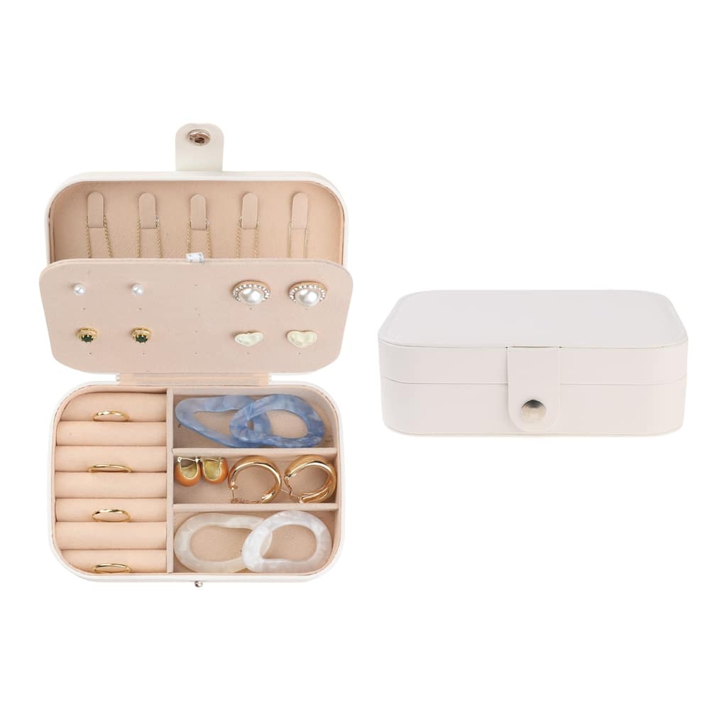 Travel Jewelry Box for Women Gifts, Portable PU Leather Jewelry Organizer Storage Display Holder for Earring Necklace