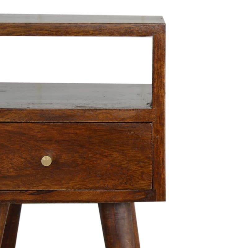 HomeRoots 22" Chestnut Solid Wood Square One Drawer Nightstand