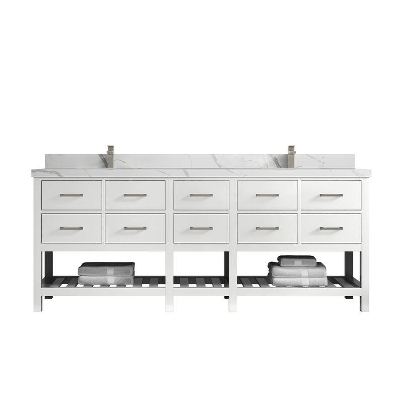 Willow Collections 84 in. W x 22 in. D Parker Double Sink Bathroom vanity with Regular Countertop