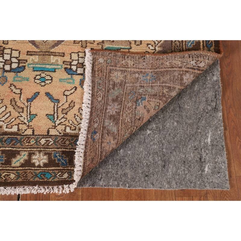 Hamedan Persian Vintage Runner Rug Hand-Knotted Wool Carpet - 3'7"x 10'9"