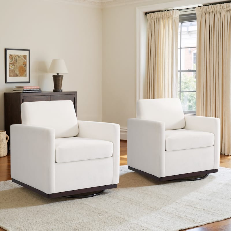 Modern Upholstered Swivel Accent Armchair Set of 2 - Beige/ Chenille