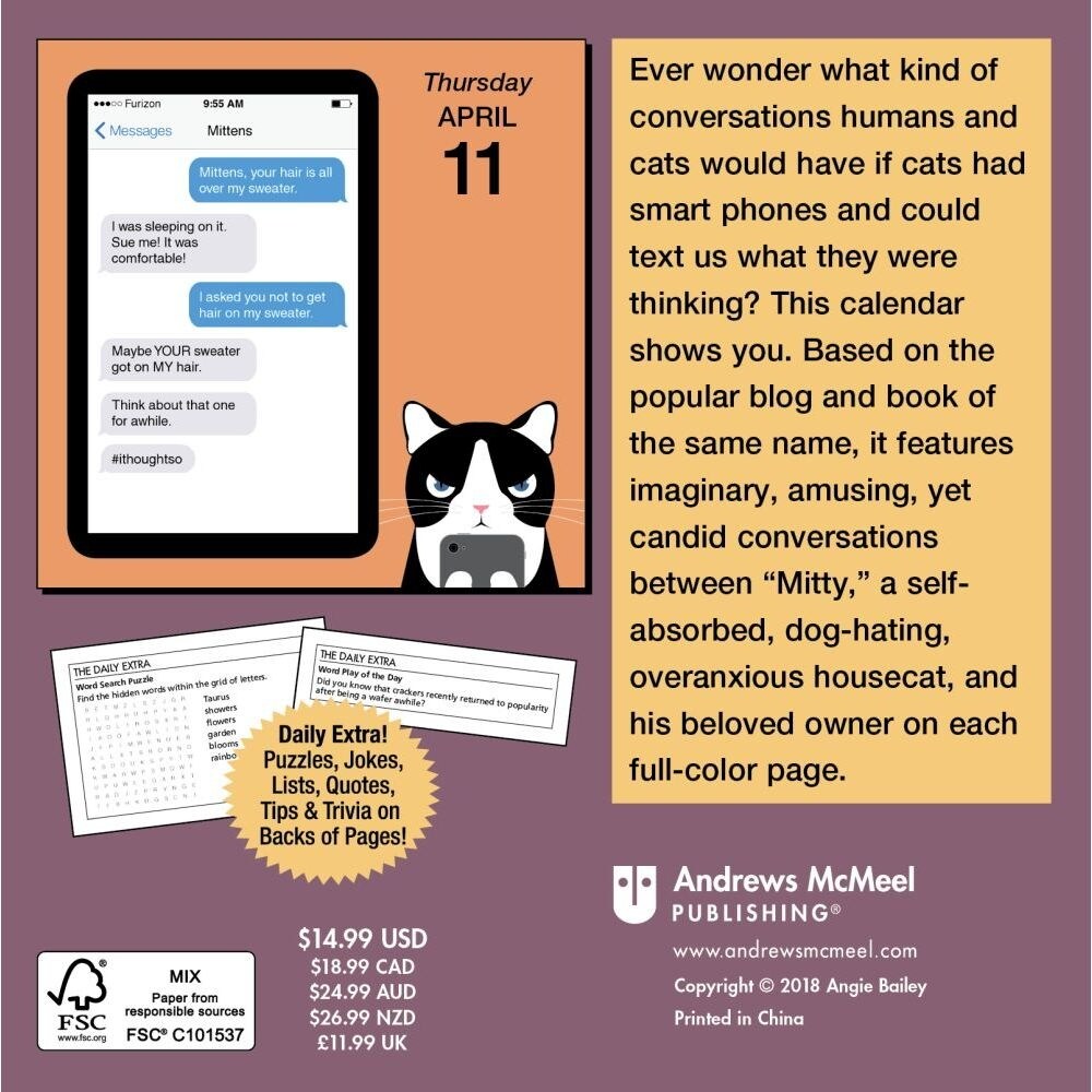 Shop 2019 Texts From Mittens The Cat Desk Calendar Funny Cats By Andrews Mcmeel Publ Overstock 22385180