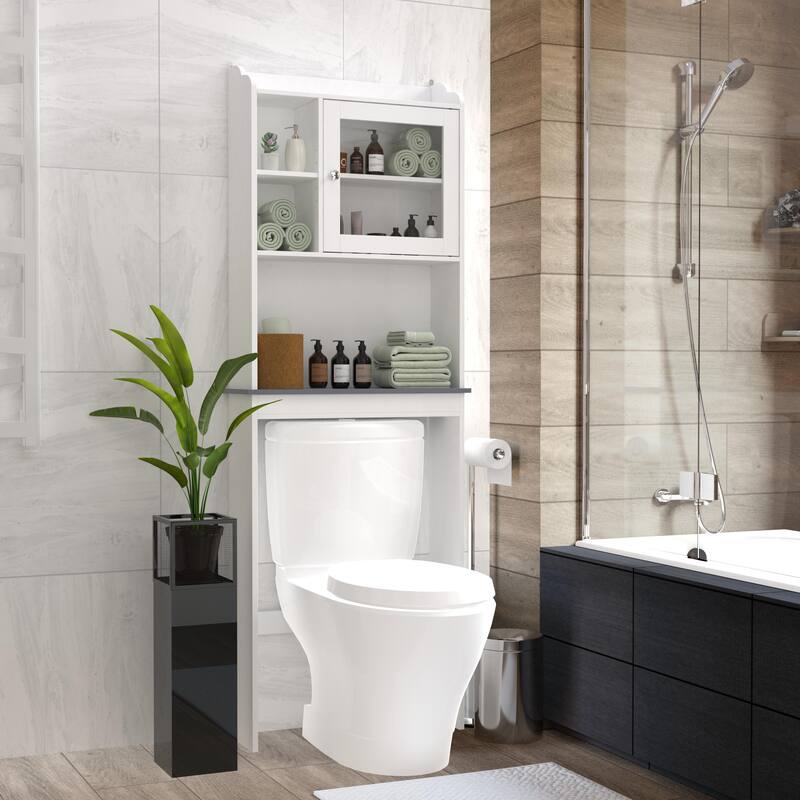 Modern Over The Toilet Space Saver Organization Wood Storage Cabinet For Home