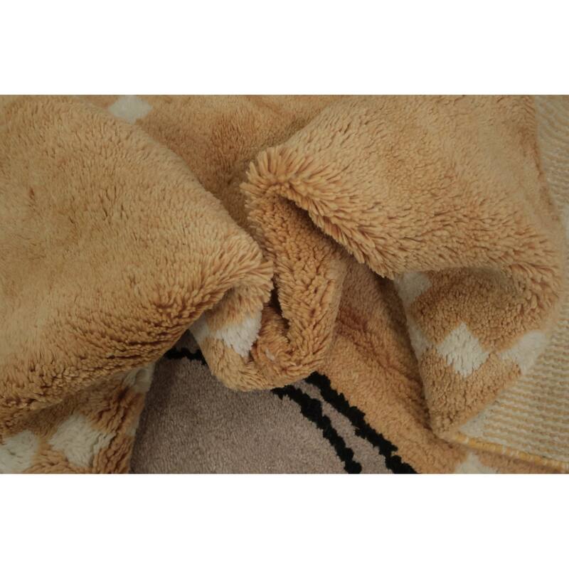 Hand Knotted Oriental 100% Wool Carpet Modern Geometric Yellow & Gold Moroccan Area Rug - 12' 1'' X 9' 1''