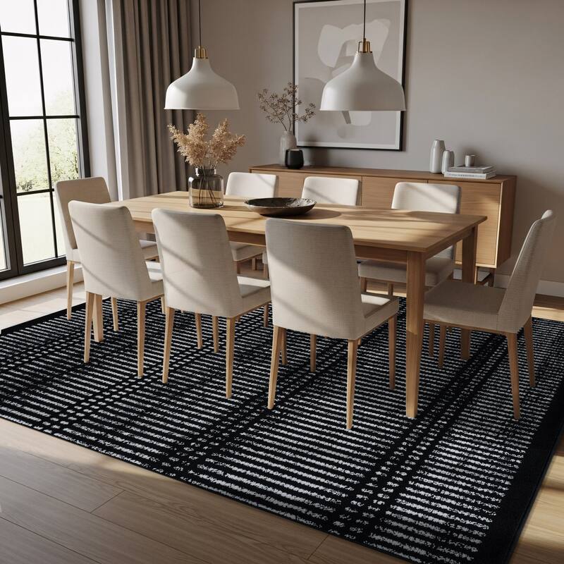 Contemporary Minimalistic Stripe LInes Area Rug