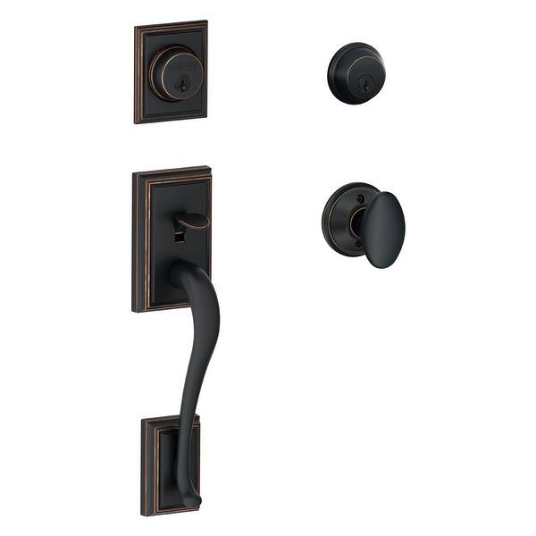 slide 2 of 8, Schlage Double Cylinder Addison Handleset with Siena Interior Knob