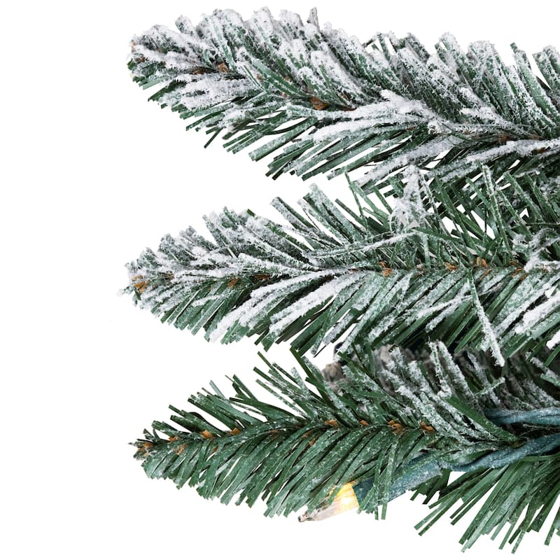 Pre-Lit Pencil Flocked Alpine Artificial Christmas Tree - 5' - Clear Lights - 5 Foot