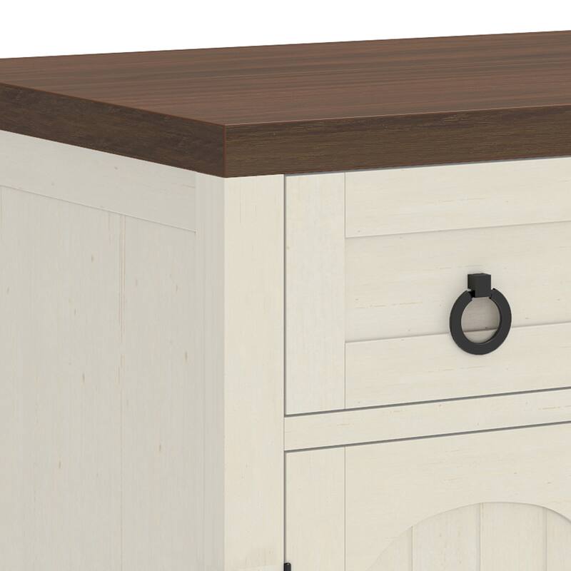 Moasis 47.2 Inch Farmhouse Buffet Cabinet with Storage Drawers and Four Doors for Kitchen or Dining Room Organization