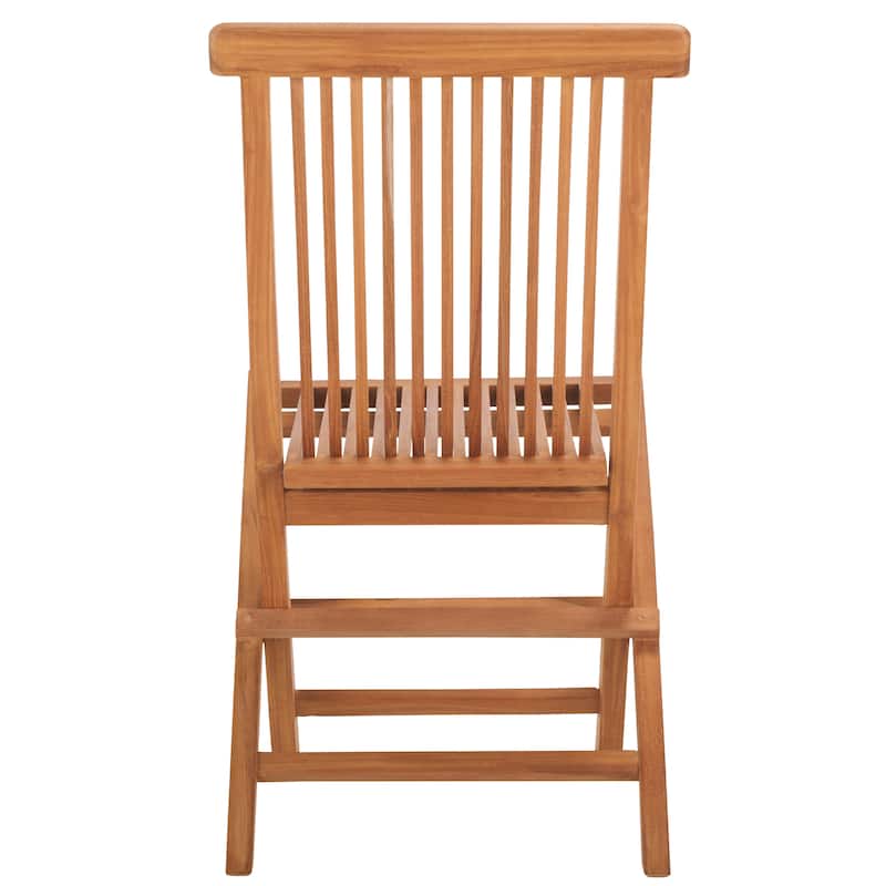 SAFAVIEH Outdoor Patio Furniture Holly Solid Teak Wood Folding Chair (Set of 2) - 19"W x 24"D x 35"H