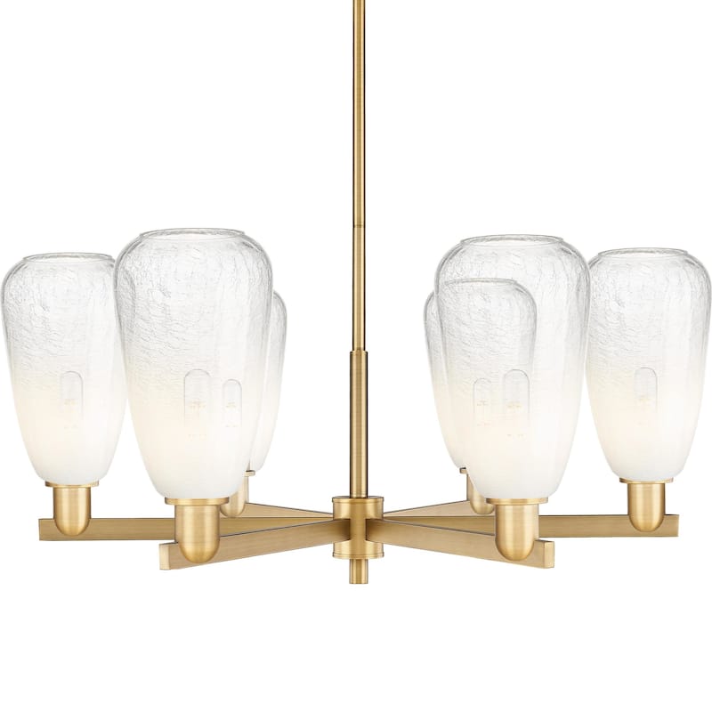 Innovations Lighting 716-6CR-14-24 Brookhaven Almond Chandelier - Brushed Brass / Opal