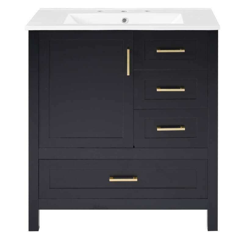 Bathroom Vanity with Single Sink Combo, Bathroom Storage Cabinet with Soft Close Door, Vanities Set with 3 Drawers