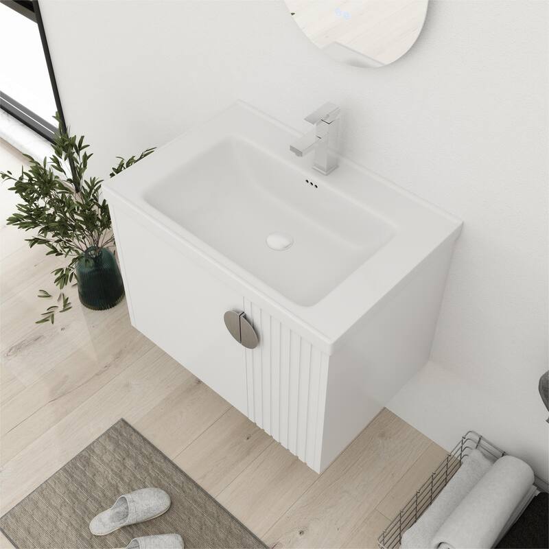 Bathroom Vanity With Sink In 24/28 Inch, Floating Bathroom Vanity With Soft Close Door