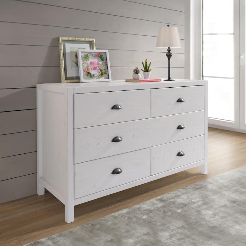 Hampton Six Drawer Dresser - Coastal White Finish