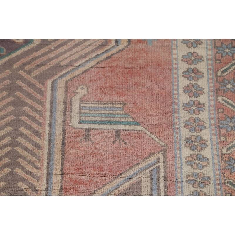 Geometric Ardebil Persian Vintage Runner Rug Hand-Knotted Wool Carpet - 4'4" x 9'6"